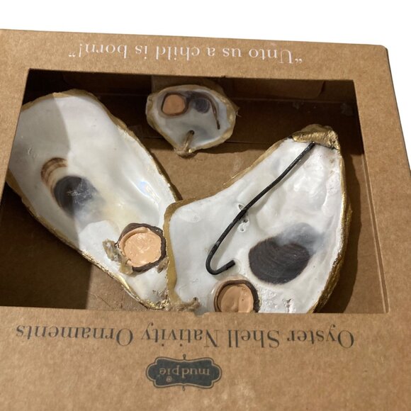 Oyster Shell Nativity Ornaments Set Of 3 In Box - Picture 2 of 4